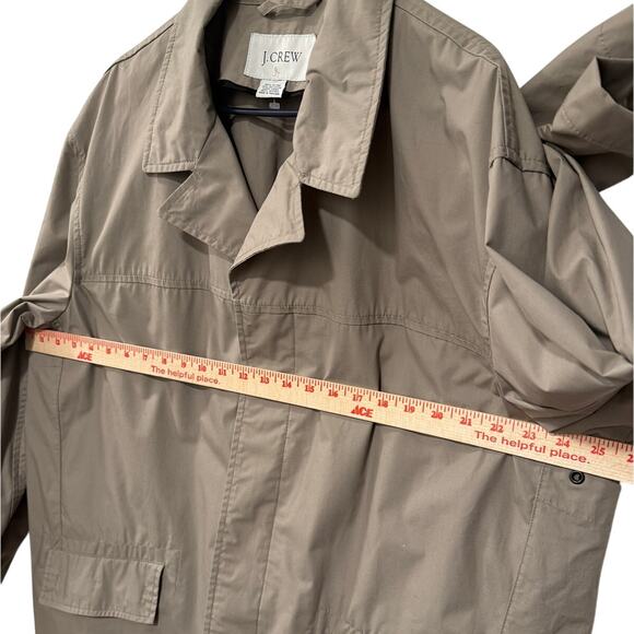 J. Crew XL Water Repellant MAC Rain Jacket $248 Button Front Trench Coat Tan - Picture 7 of 10